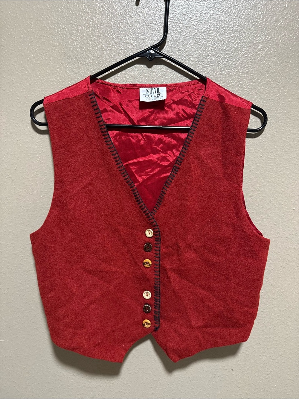 Vintage Red Button-Front Women's Vest
